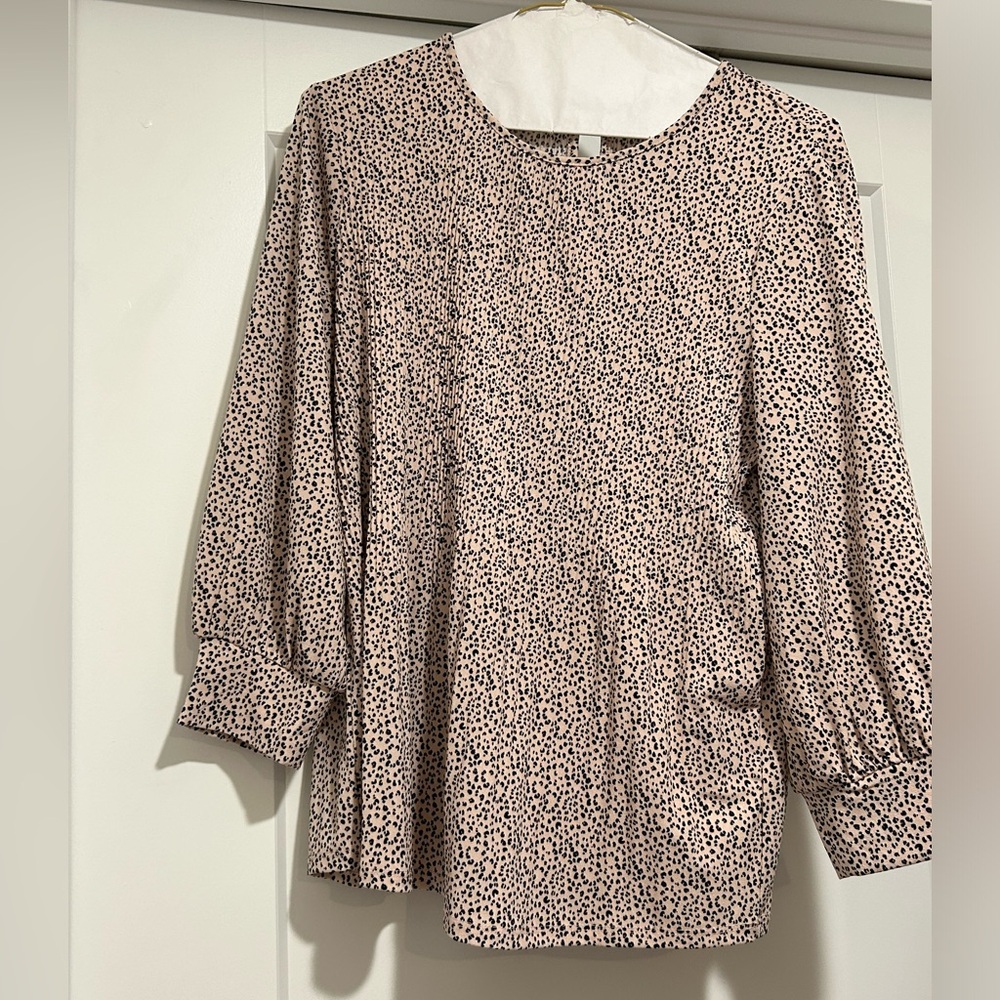 Leopard Print Pleated Blouse